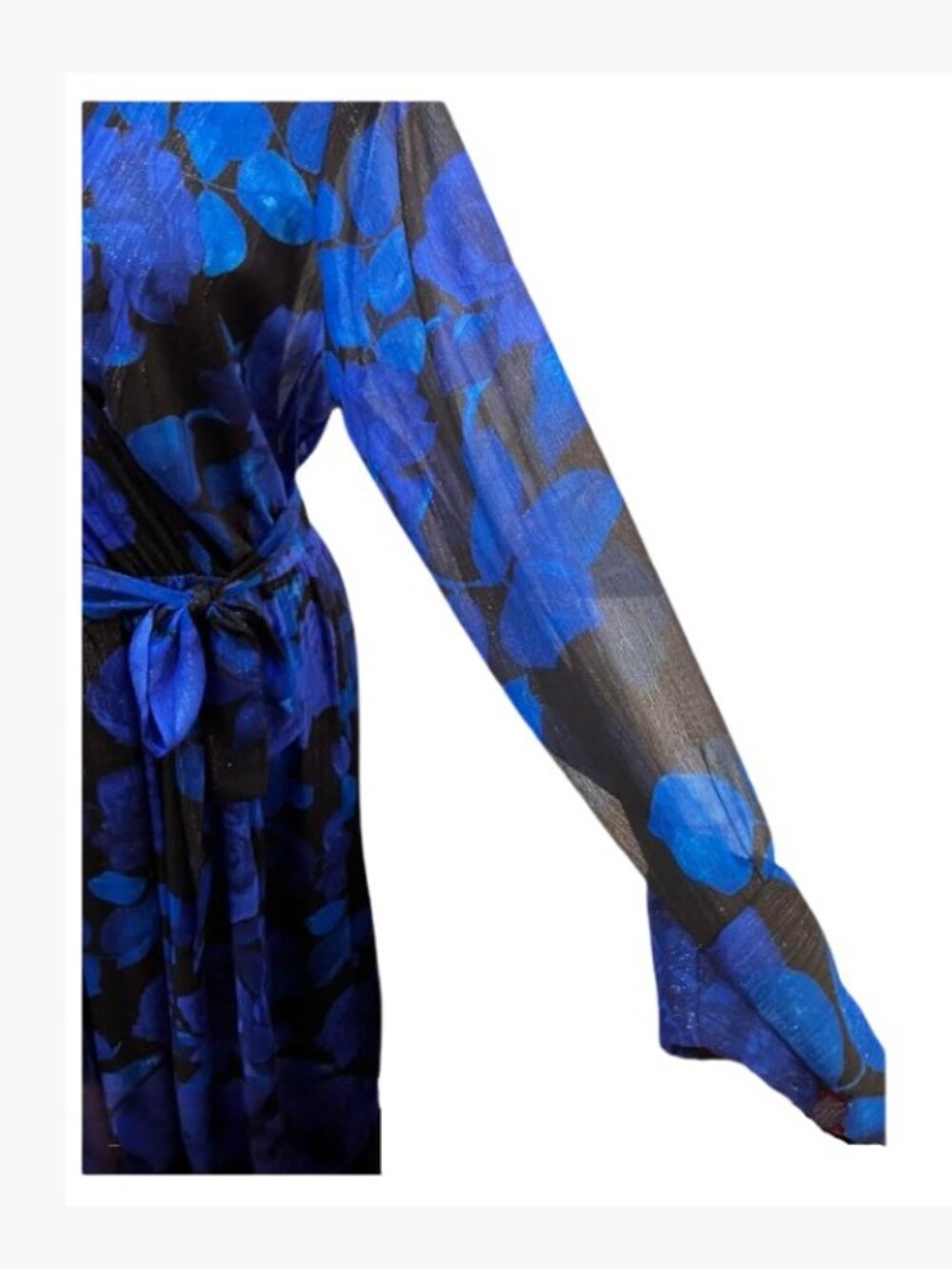 Alex B Nites Metallic Shimmering Floral Maxi Wrap Dress Size 14 Like New - Picture 6 of 12